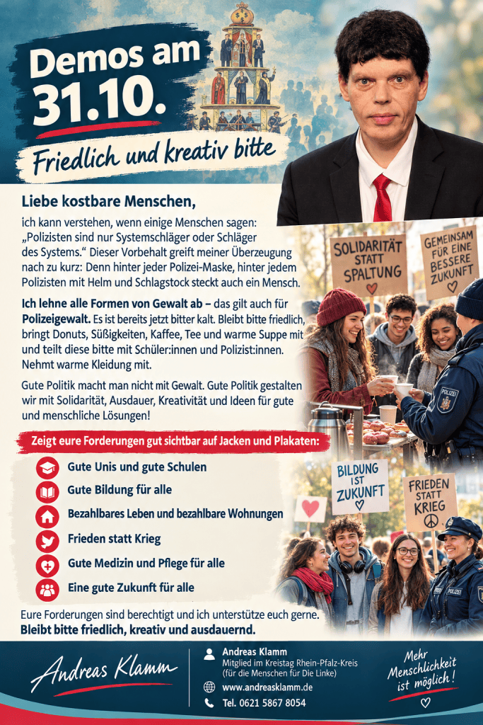 Demo am 31.10. Friedlich und kreativ bitte